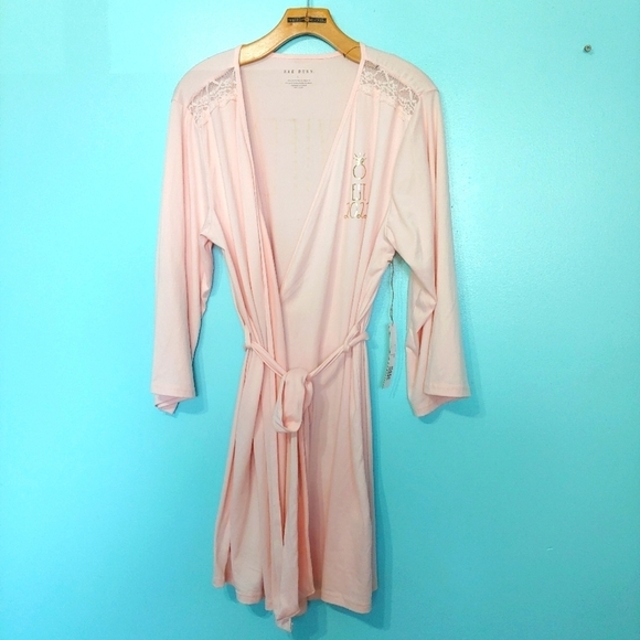Rae Dunn Lace Trim Wrap Robe Size Large NWT - Picture 1 of 7